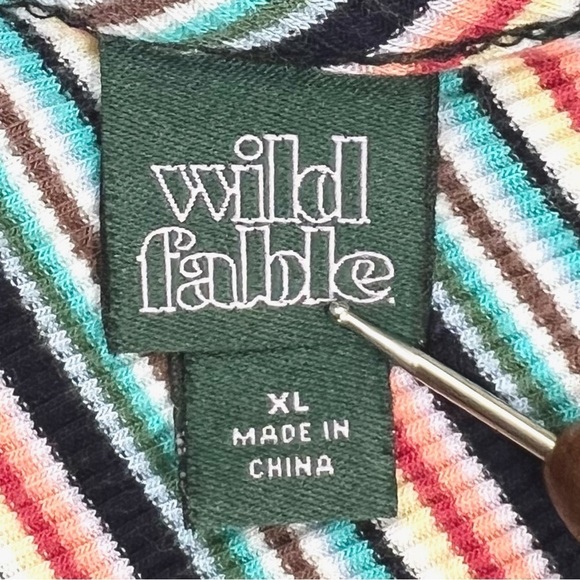 WILD FABLE Striped Flutter‎ Sleeve Ribbed Women's Skater Mini Dress Size XL - Picture 6 of 9